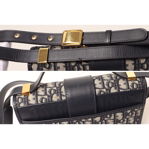 Dior 30 Montaigne Shoulder Bag Canvas Leather Bag Navy Blue - Picture 5 of 6